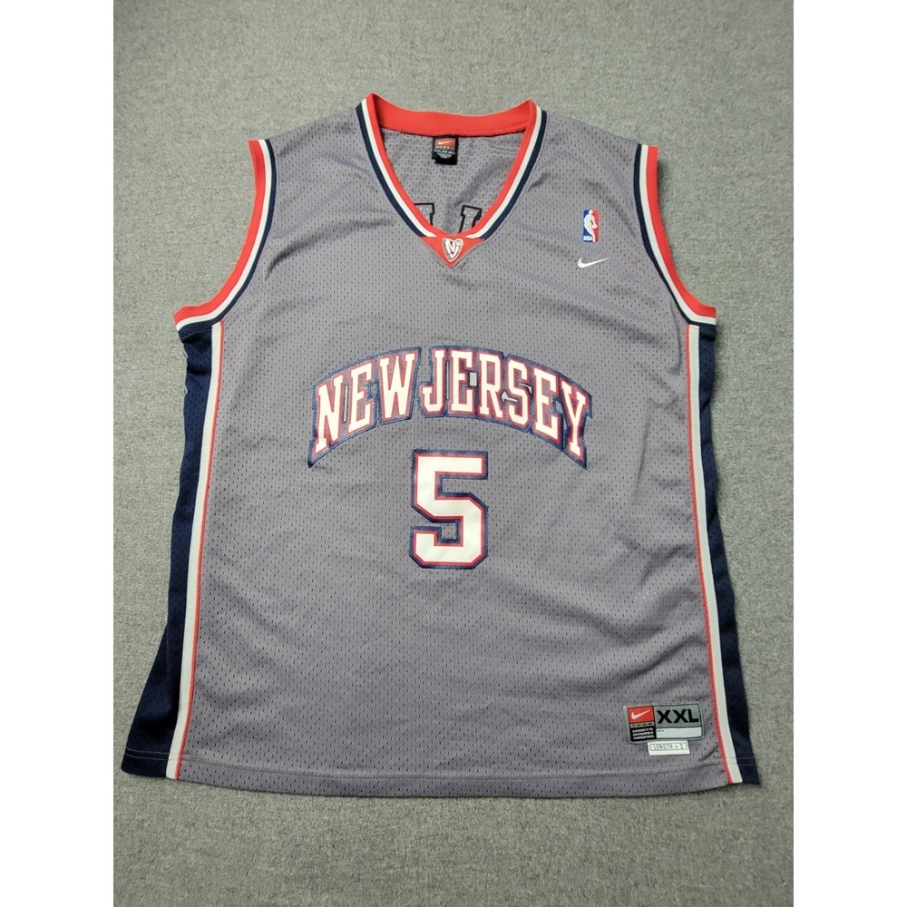 New Jersey Nets Jason Kidd #5 Jersey Mens XXL Gray Nike NBA‎ Basketball Sports